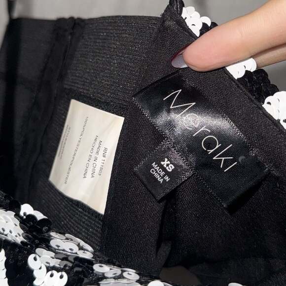 Meraki Black and White Checkered Sequin Bra Top - Picture 3 of 4